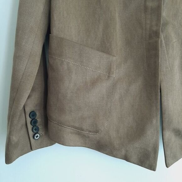 GARDE Linen Blend 100% Silk Lining Modern Asymmetric Full-Zip Jacket w Hood Sz S - Picture 13 of 16